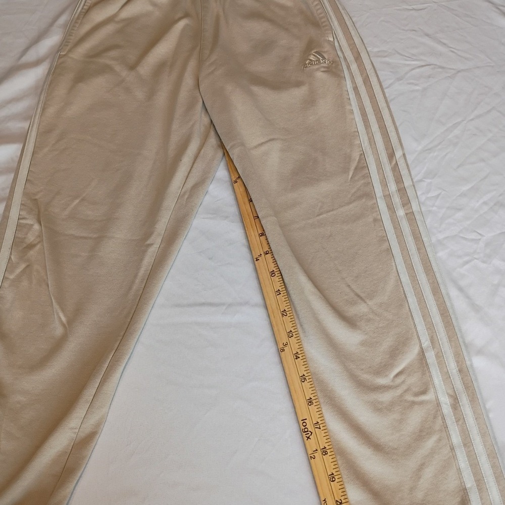 Adidas Track Pants Kids Size L 14/16 Beige Excellent 3-Stripe Joggers
